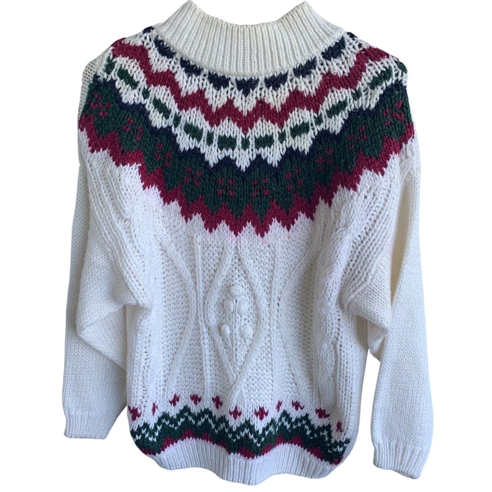 Vintage Cable Knit Crewneck Sweater Knitted by Hand Huntington Ridge 80s 90s